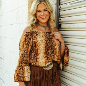 Brown Snake Print Top